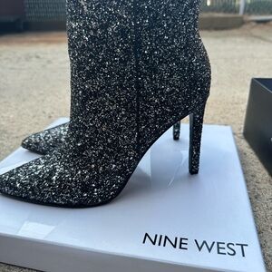 Nine West Sparkling Black Heeled Boots